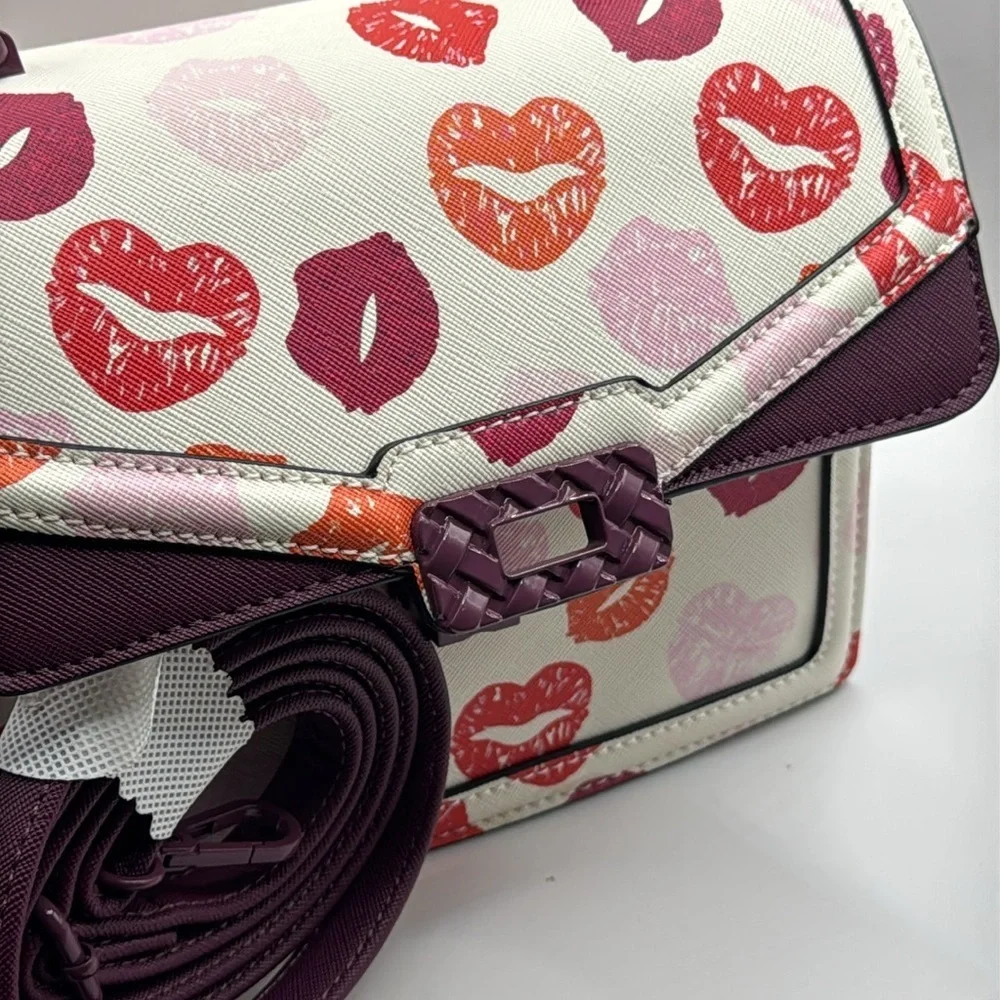 Aldo valentine kisses White and Red Satchel with Lip Print